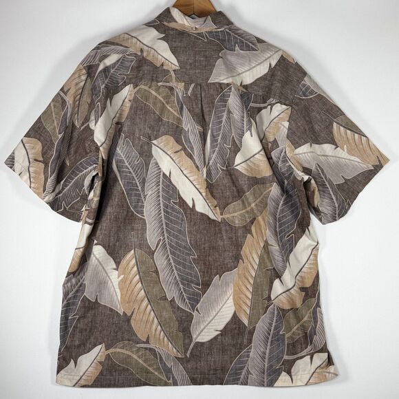 Tori Richard Honolulu Mens XL Reverse Print Aloha Shirt Brown Palm Leaf Cotton - Picture 3 of 11